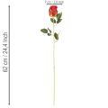 Roses artificielles rouges avec tige longue 62 cm - Lot de 12 | Floristik24.fr