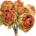 Floristik24 Bouquet de roses, fleurs en soie, roses artificielles orange, aspect antique L23cm 8pcs