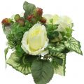 Floristik24 Bouquet de roses / hortensia blanc aux baies 31cm