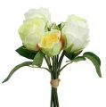 Floristik24 Bouquet de roses en blanc et vert Ø15cm L25cm