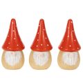 Figurines Mini Lutin en Bois 10 cm Rouge et Blanc Lot de 6 | Floristik24.fr
