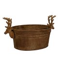 Floristik24 Coupe décorative ovale en métal rouillé avec têtes de cerf, 41 cm