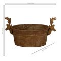 Coupe décorative ovale en métal rouillé avec têtes de cerf, 41 cm | Floristik24.fr