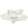 Floristik24 Lot de 2 bougeoirs étoile en céramique blanche pour bougies fines 12 cm