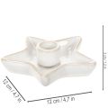 Lot de 2 bougeoirs étoile en céramique blanche pour bougies fines 12 cm | Floristik24.fr