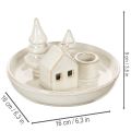 Porte-bougie décoratif en céramique avec maison et arbres, 16 cm | Floristik24.fr