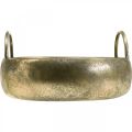 Floristik24 Jardinière bol en métal avec anse aspect antique doré Ø31cm