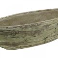 Floristik24 Jardinière ovale béton aspect bois marron clair 37×11,5cm H10cm