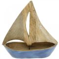 Floristik24 Déco voilier en bois de manguier, bateau en bois bleu H27,5cm