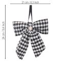 Lot de 2 nœuds en tissu à carreaux avec broche et attache, 24 cm, noir et blanc | Floristik24.fr
