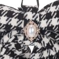 Lot de 2 nœuds en tissu à carreaux avec broche et attache, 24 cm, noir et blanc | Floristik24.fr