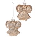 Floristik24 Décoration de Noël en verre, pendentifs nœud, 10 cm, deux tons bruns, lot de 2