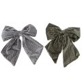 Floristik24 Lot de 2 nœuds décoratifs côtelés en velours à suspendre, 24 cm, gris et vert olive