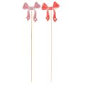 Lot de 12 Piques Décoratives en Bois avec Nœud 32 cm Rouge et Rose | Floristik24.fr