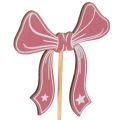 Lot de 12 Piques Décoratives en Bois avec Nœud 32 cm Rouge et Rose | Floristik24.fr