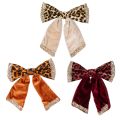 Floristik24 Lot de 3 nœuds décoratifs en tissu avec imprimé léopard, 20 cm, beige, rouge et rouge foncé