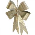 Noeud à accrocher, décorations de sapin de Noël, décoration en métal doré, aspect antique H23cm L16cm
