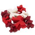 Lot de 48 nœuds en bois décoratifs rouges, blancs et bordeaux pour Noël, 5 cm | Floristik24.fr