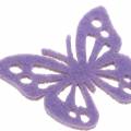 Floristik24 Décoration de table papillon en feutre violet blanc assorti 3,5x4,5cm 54 pièces