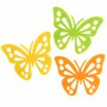 Floristik24 Papillon en feutre jaune/vert/orange 3,5x4,5cm 54 pcs