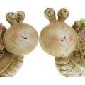 Floristik24 Escargot avec fleurs décoration d&#39;été escargots de jardin marron/rose/vert 9,5cm lot de 2