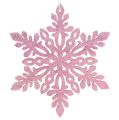 Floristik24 Flocon de neige bois 8-12cm rose/blanc 12pcs.
