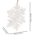 Décoration suspendue flocon de neige en bois blanc 30 cm | Floristik24.fr