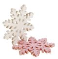Floristik24 Flocon de neige 4cm rose/blanc avec paillettes 72pcs