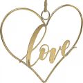 Floristik24 Lettrage Love coeur déco métal doré à suspendre 27cm