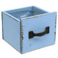 Floristik24 Boîte à plantes tiroir en bois bleu clair shabby 12.5×12.5×10cm