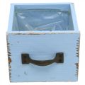Floristik24 Boîte à plantes tiroir en bois bleu clair shabby 12.5×12.5×10cm