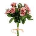 Floristik24 Tissu en soie fleurs bouquet de roses L26cm rose foncé 3pcs
