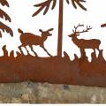 Floristik24 Silhouette de forêt avec patine d&#39;animaux sur socle en bois 30cm x 19cm