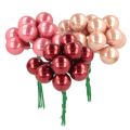 Floristik24 Boules de Noël sur fil de fer, mini baies brillantes effet miroir, 20 mm, 140 pièces