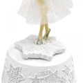 Floristik24 Boîte à musique ballerine blanche décoration hivernale Ø10,5cm H18,5cm