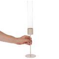 Photophore avec cylindre en verre et base en métal 50 cm taupe | Floristik24.fr
