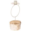 Floristik24 Chandelier en bois de bouleau avec anneau en métal blanc 20 cm