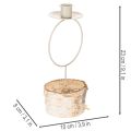 Chandelier en bois de bouleau avec anneau en métal blanc 20 cm | Floristik24.fr