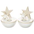 Floristik24 Set de 2 Chandeliers Étoiles en Céramique Blanche et Grise, 11 cm