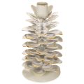 Floristik24 Chandelier en céramique motif pomme de pin blanc et doré 17 cm