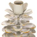 Chandelier en céramique motif pomme de pin blanc et doré 17 cm | Floristik24.fr