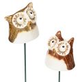 Floristik24 Piquet décoratif en céramique en forme de hibou pour plantes, 26 cm, lot de 2