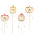 Floristik24 Lot de 12 piques décoratives citrouille en bois Halloween 31 cm