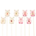 Floristik24 Décorations sur tiges en bois motif cochon 31 cm, set de 16