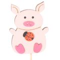 Décorations sur tiges en bois motif cochon 31 cm, set de 16 | Floristik24.fr