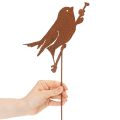 Figurine Décorative en Métal Rouillé - Oiseau sur Tige 52 cm | Floristik24.fr