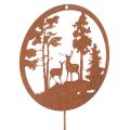 Floristik24 Lot de 2 piquets décoratifs en métal effet rouille avec cerf et forêt – 53 cm