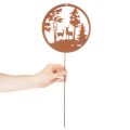 Lot de 2 piquets décoratifs en métal effet rouille avec cerf et forêt – 53 cm | Floristik24.fr