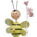 Floristik24 Bouchon fleur abeille avec fleur, décoration métal printemps été 4pcs