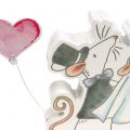 Floristik24 Paire de souris Figure à décorer avec coeurs 11cm x 11cm 4pcs